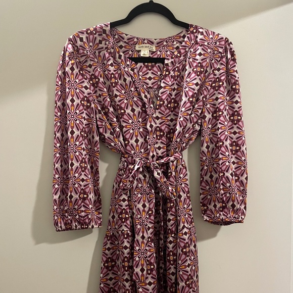 Silk Purple Floral Dress - Picture 1 of 4